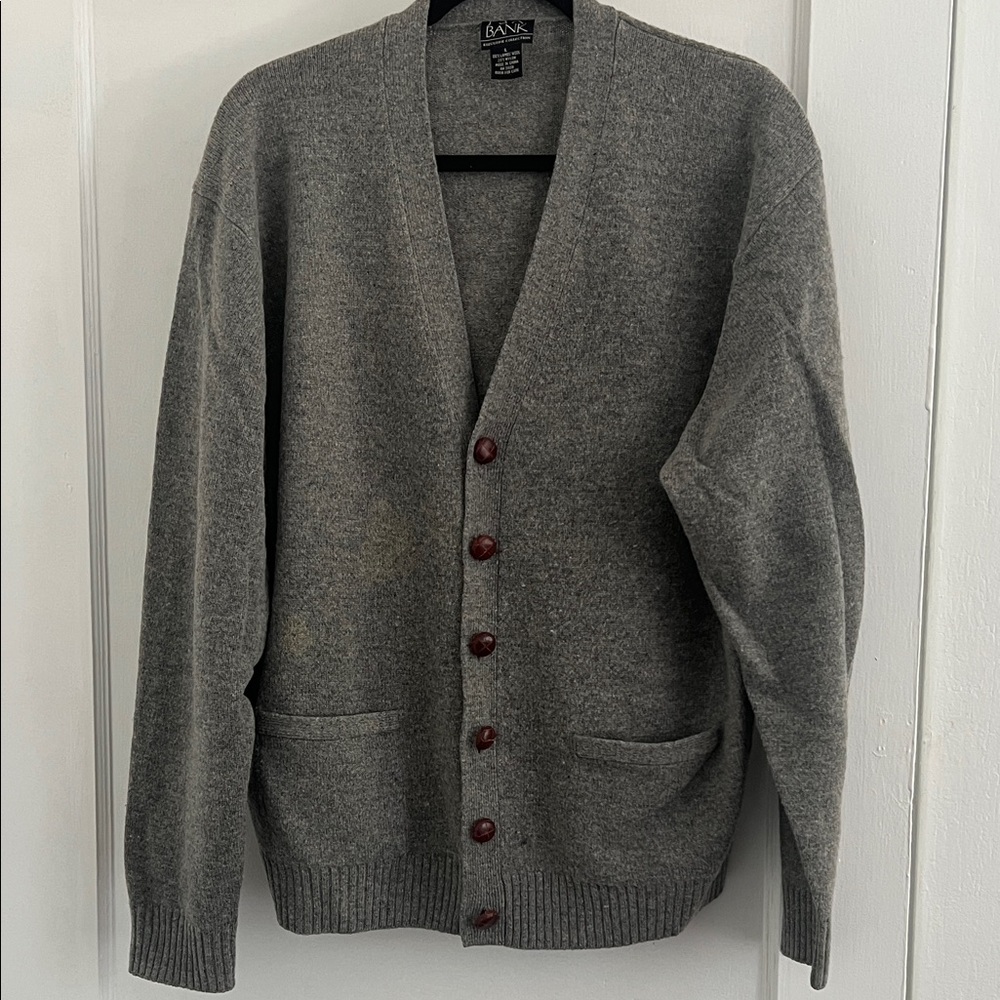Jos. A. Bank Charcoal Cardigan with Wooden Buttons